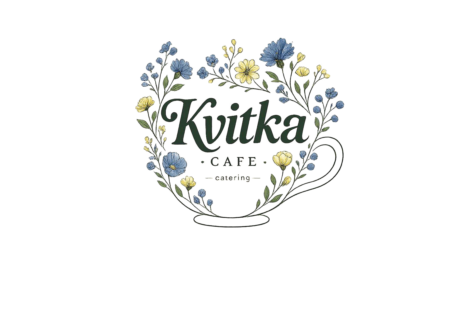 Kvitka Cafe floral teacup logo
