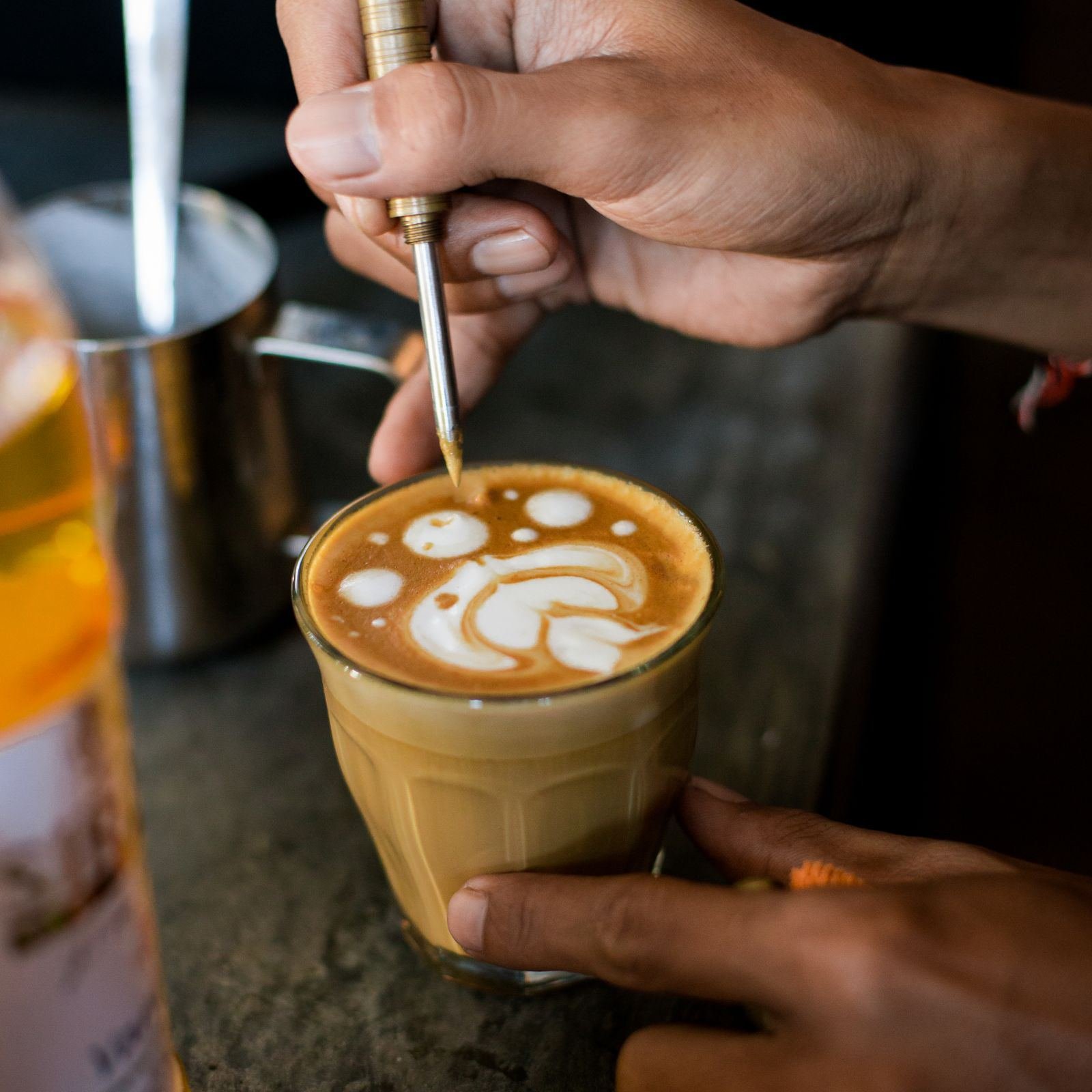 Latte art in progress